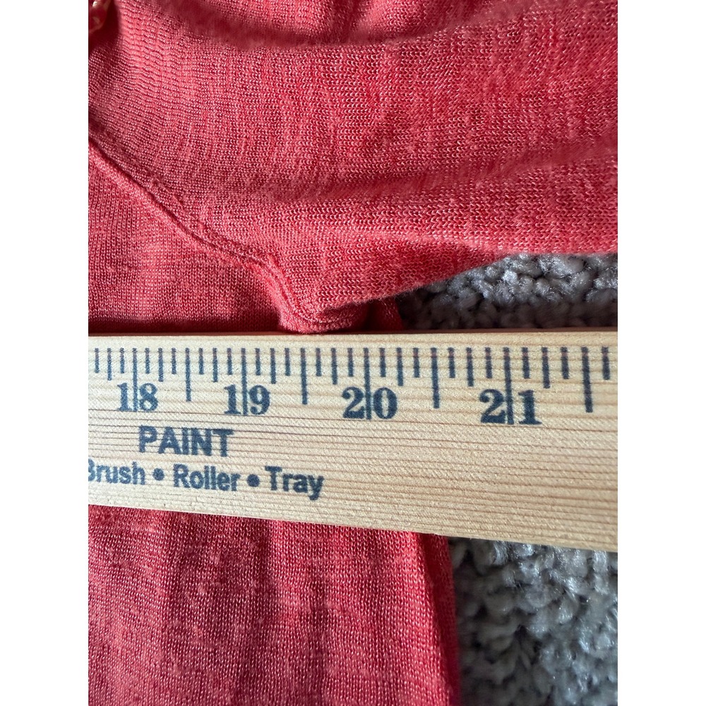 Free People Coral Pink Crochet Embroidered Henley Boho Long Sleeve Top Women M - Picture 13 of 15